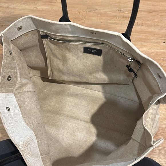 Authentic YSL RIVE GAUCHE TOTE BAG IN LINEN AND LEATHER - Picture 13 of 14